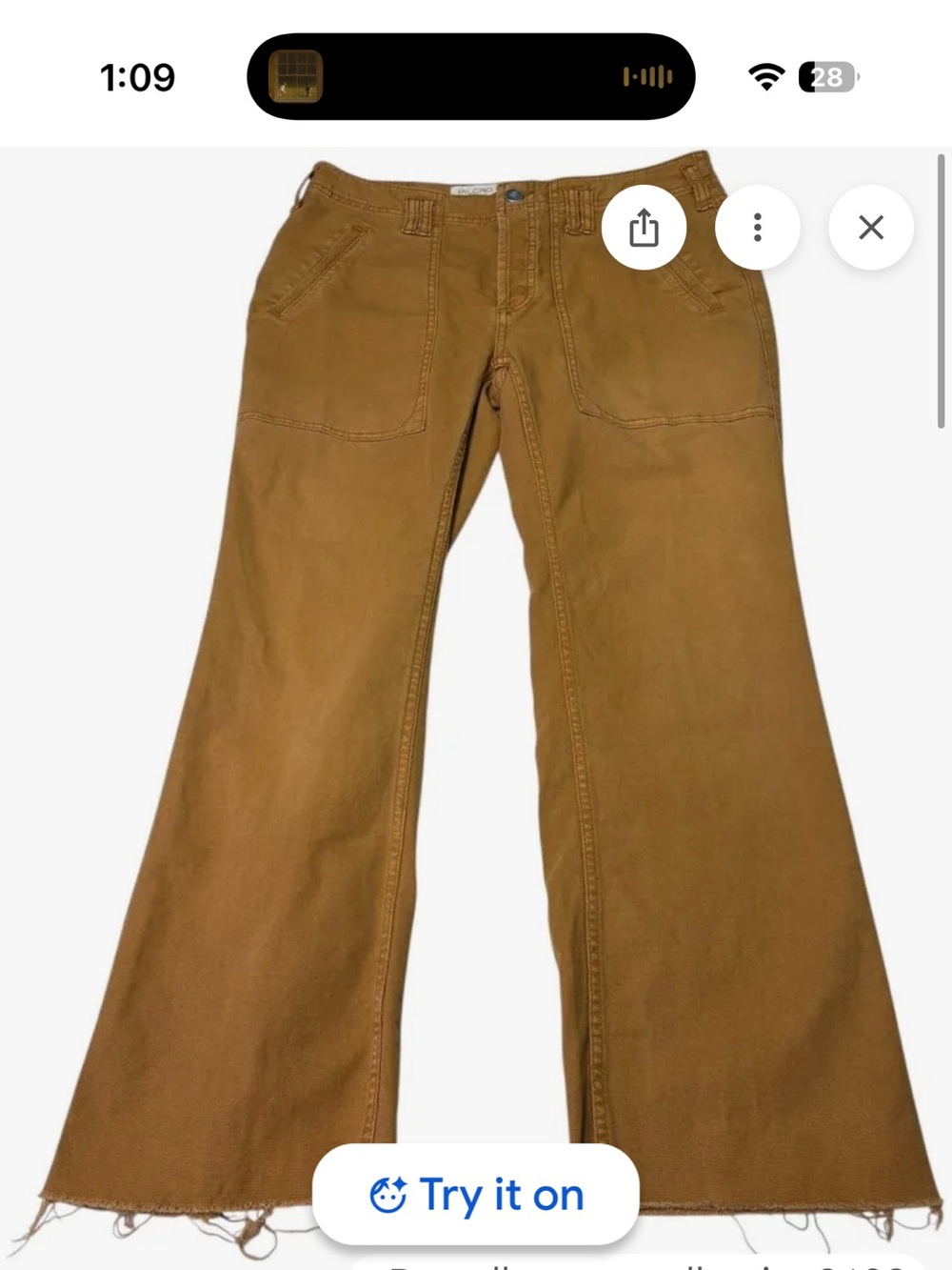Pilcro Anthropologie Wide Leg Flare Utility Pants Brown Ochre Raw Hem Boho